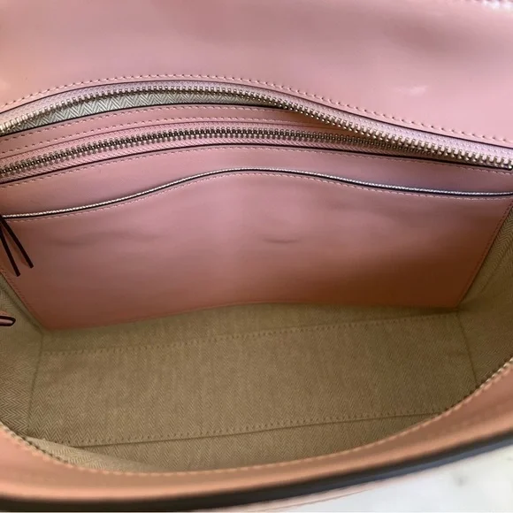 NWT Tory Burch Emerson Small Tote Clay Pink Patent Leather Shoulder Crossbody